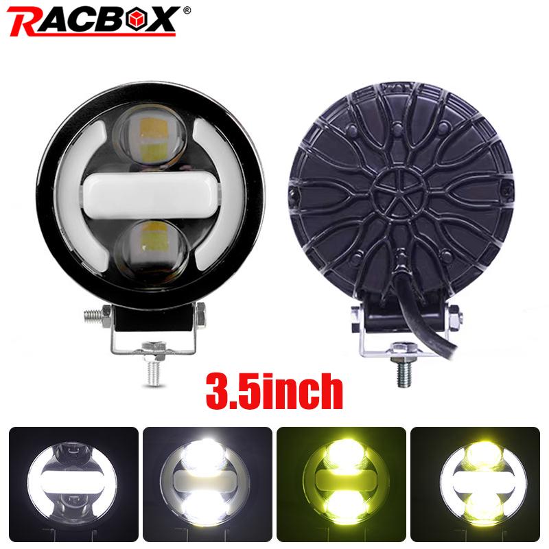 3.5インチラウンドLEDヘッドライトワークランプポッド12V 24V高低ビームヘッドライト6000Kホワイトホンダトヨタジープピックアップオフロード用