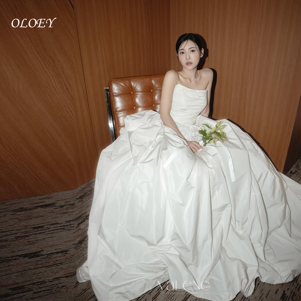 OLOEY 新しいエレガントな韓国のウェディングドレスストラップレス A ラインの花嫁衣装カスタマイズされたシンプルな結婚式のスナップドレスパーティードレス