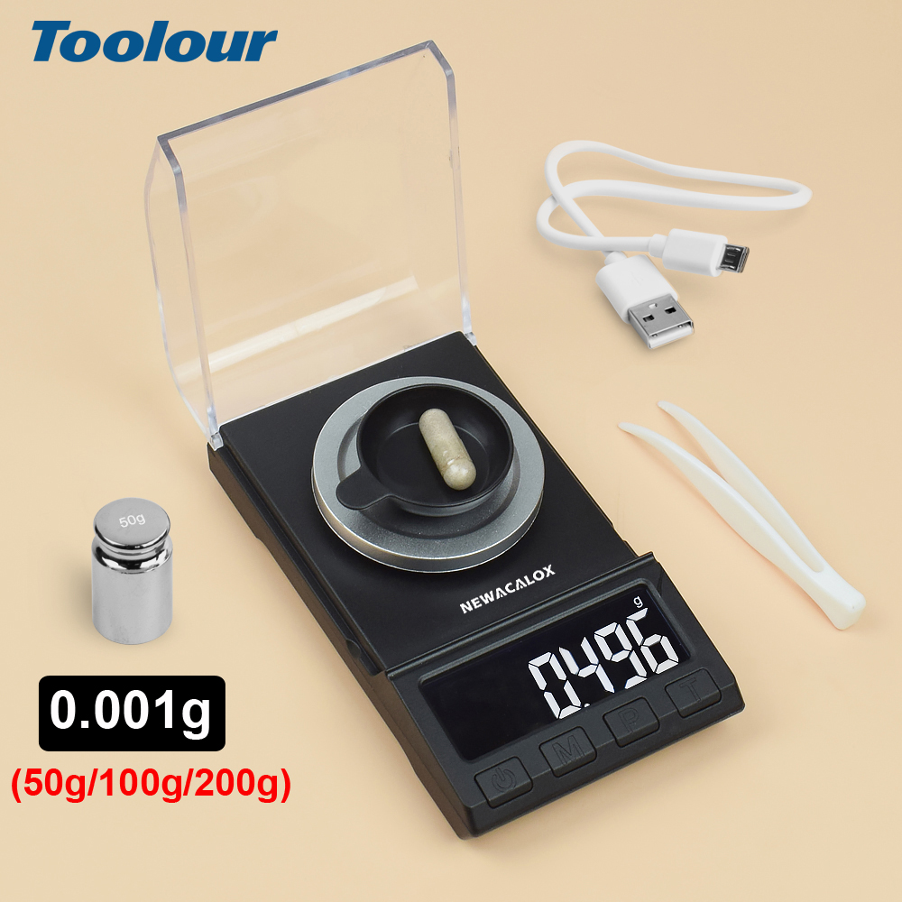 Toolour 精密ポケットスケール 200g/100g/50gx0.001g ジュエリーグラムスケール 変換付き 8単位 ミニスケール キッチン/パウダー用