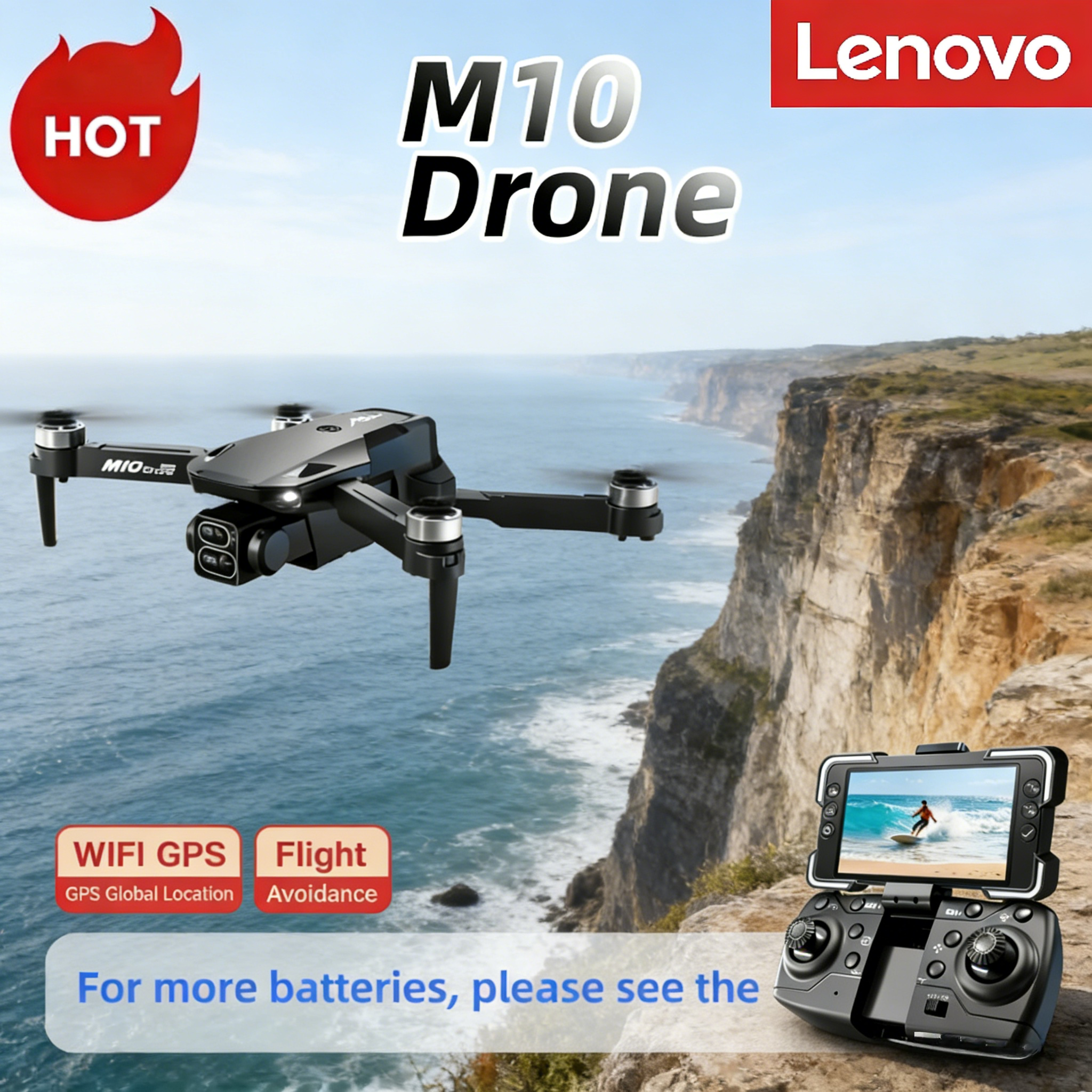レノボ M10 ドローンプロフェッショナル 8 18K HD デュアルカメラブラシレスモーター 5 グラム WIFI スクリーン RC 障害物回避 Quadcopter おもちゃ