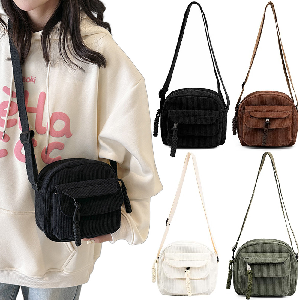 女性のクロスボディバッグかわいいコーデュロイショルダーバッグファッション美的小さな財布バッグ調節可能なストラップ