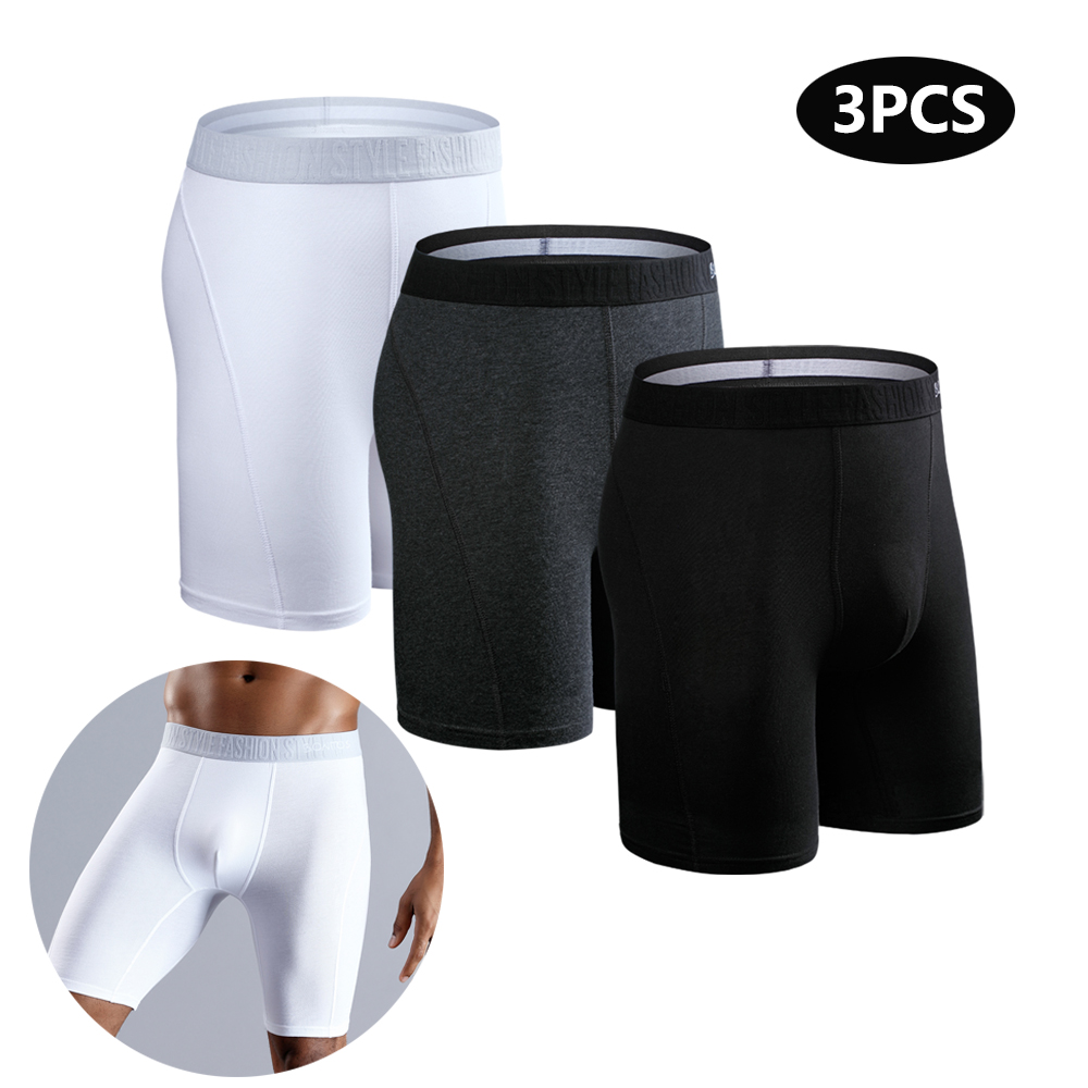 3 個ロングボクサー男性下着ロットメンズパンツ綿男性のパンティー家族 Boxershorts ボクサーセクシーな男性ショーツ Calecon