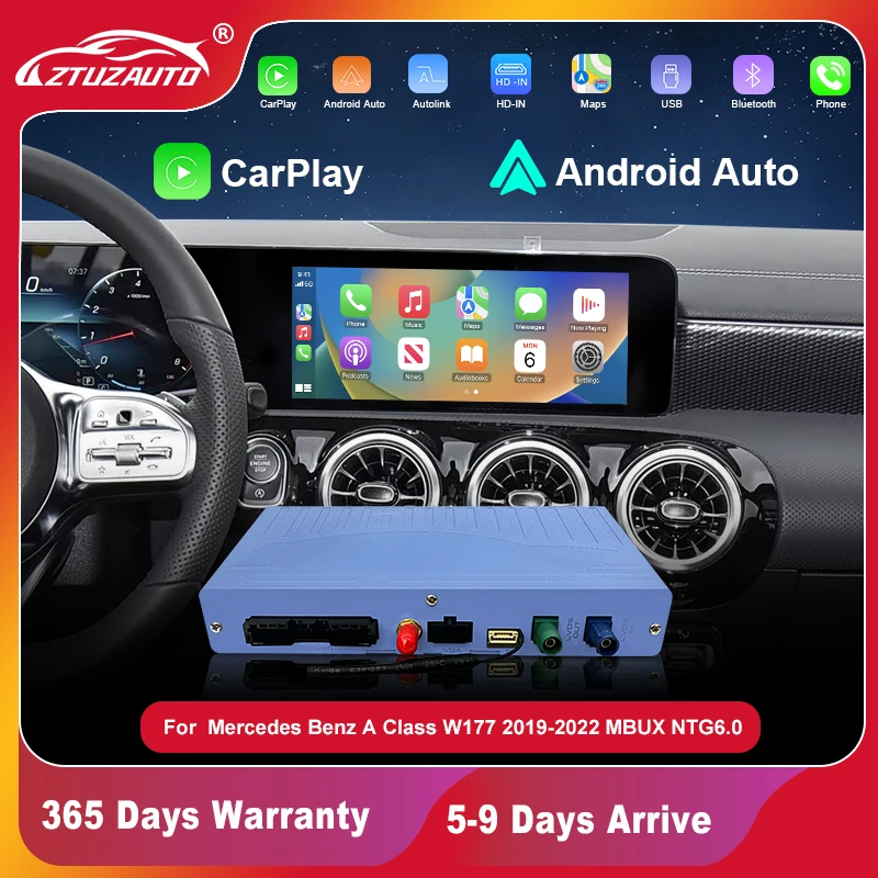 2025 Wireless CarPlay Android Auto For Mercedes Benz A Class W177 2019-2022 MBUX NTG6.0 10.25 OEM Screen Mirror Link Airplay