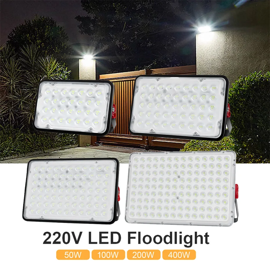 220V Led フラッドライト 400 ワット 200 ワット 100 ワット 50 ワット屋外投光器スポットライト IP66 防水 LED 街路灯景観照明 CW/WW