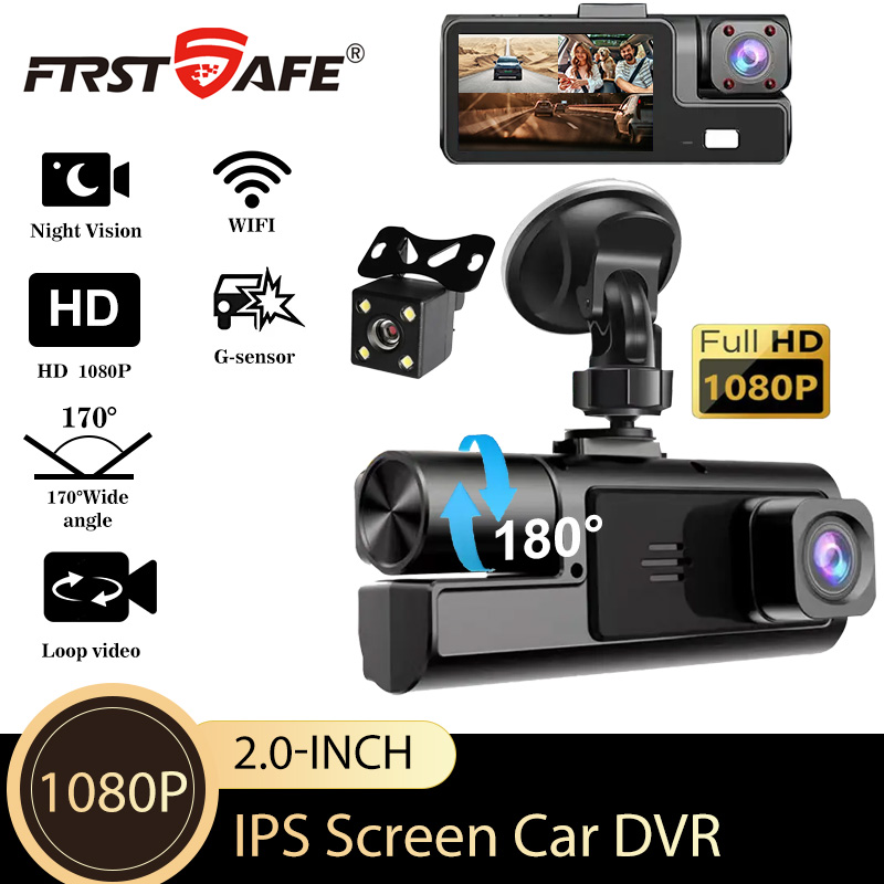 3CH WiFi 車 DVR 1080P 720Px2 3 レンズフロント内側リア 170°広角ナイトビジョン G センサー 24H 駐車記録車両アクセサリー