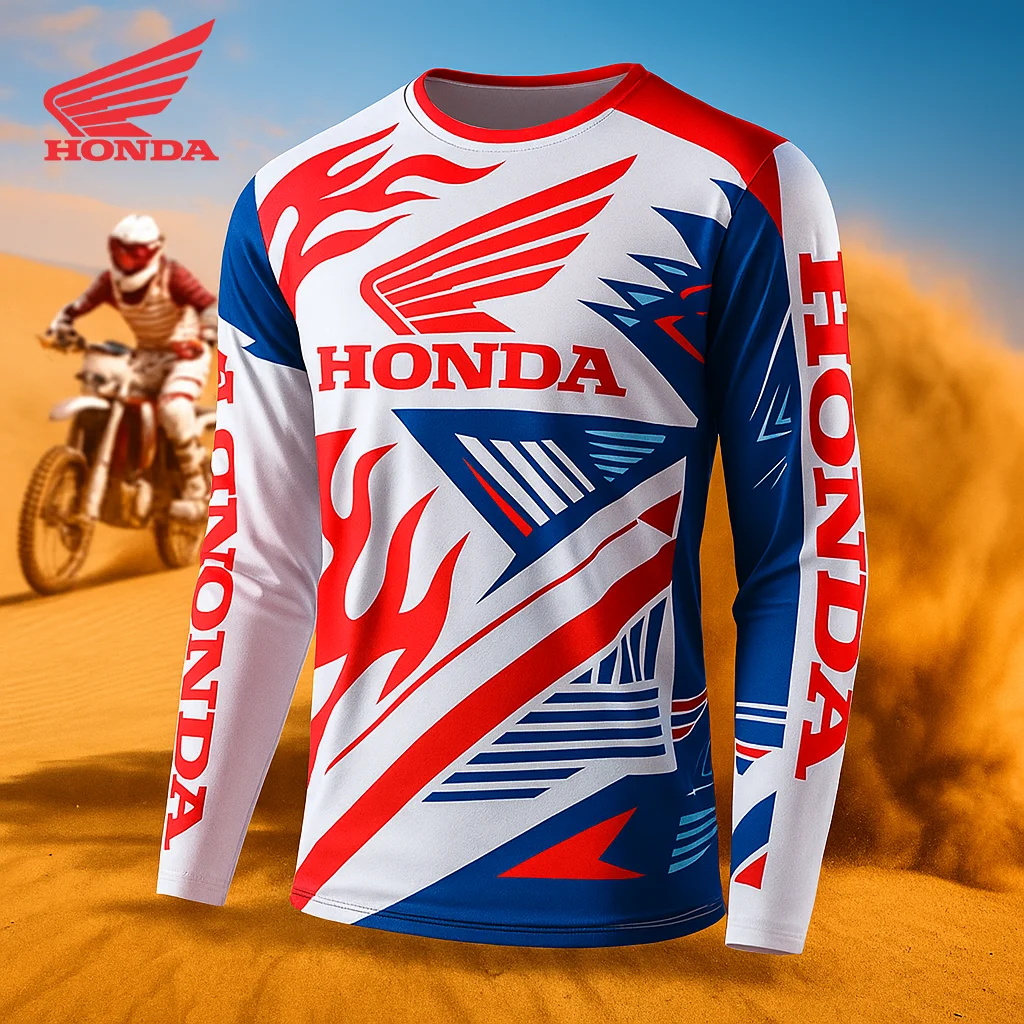 新しいファッションオートバイ乗馬ジャージ男性女性服ホンダレーシングジャージ通気性速乾性特大弾性夏の Tシャツ