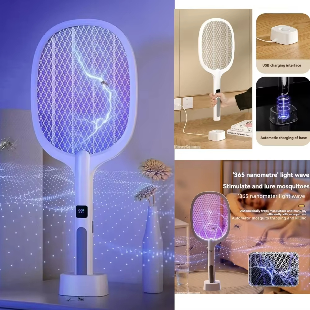 XIAOTREE 4000V 充電式電気蚊ラケット取り外し可能なハンドヘルド自動たたきモード Type-C 充電式電気ハエたたき