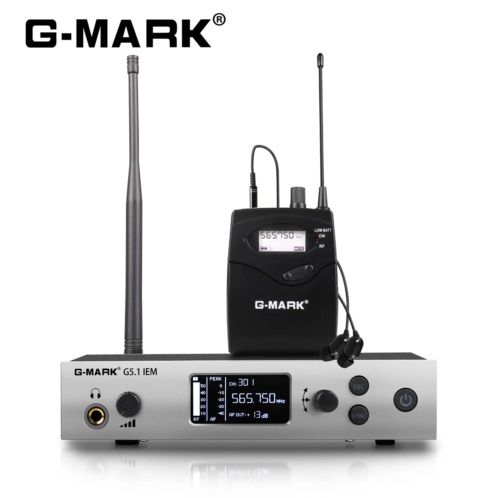 ワイヤレスインイヤーモニターシステム G-MARK G5.1IEM UHF モノラルシングルチャンネル周波数選択可能歌手ステージパフォーマンス DJ