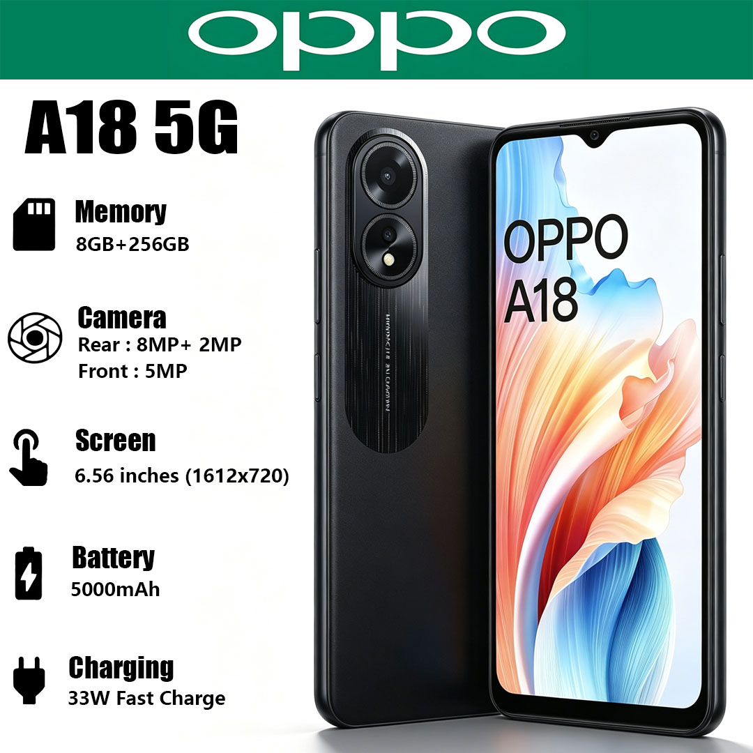 新しい OPPO A18 5 グラム格安携帯電話 6.56 "大画面 5000 mah バッテリー 8MP カメラグローバルバージョンデュアル SIM スマートフォン 8 ギガバイト 256 ギガバイト