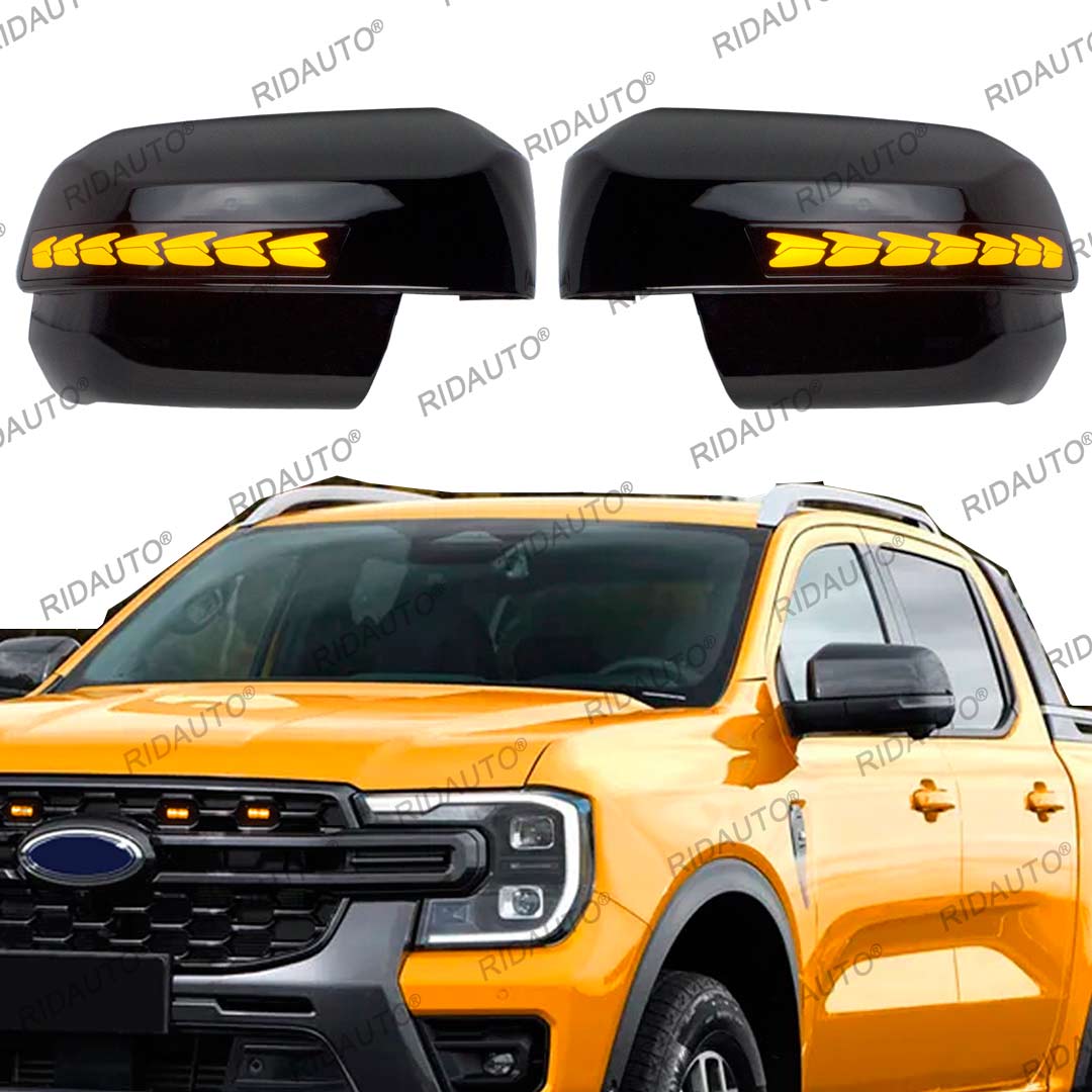 DRL LED バックミラーランニングシーケンシャルターンシグナルライトカバーフォードレンジャー T9 2022 2023 2024 ピックアップトラック車のスタイリング