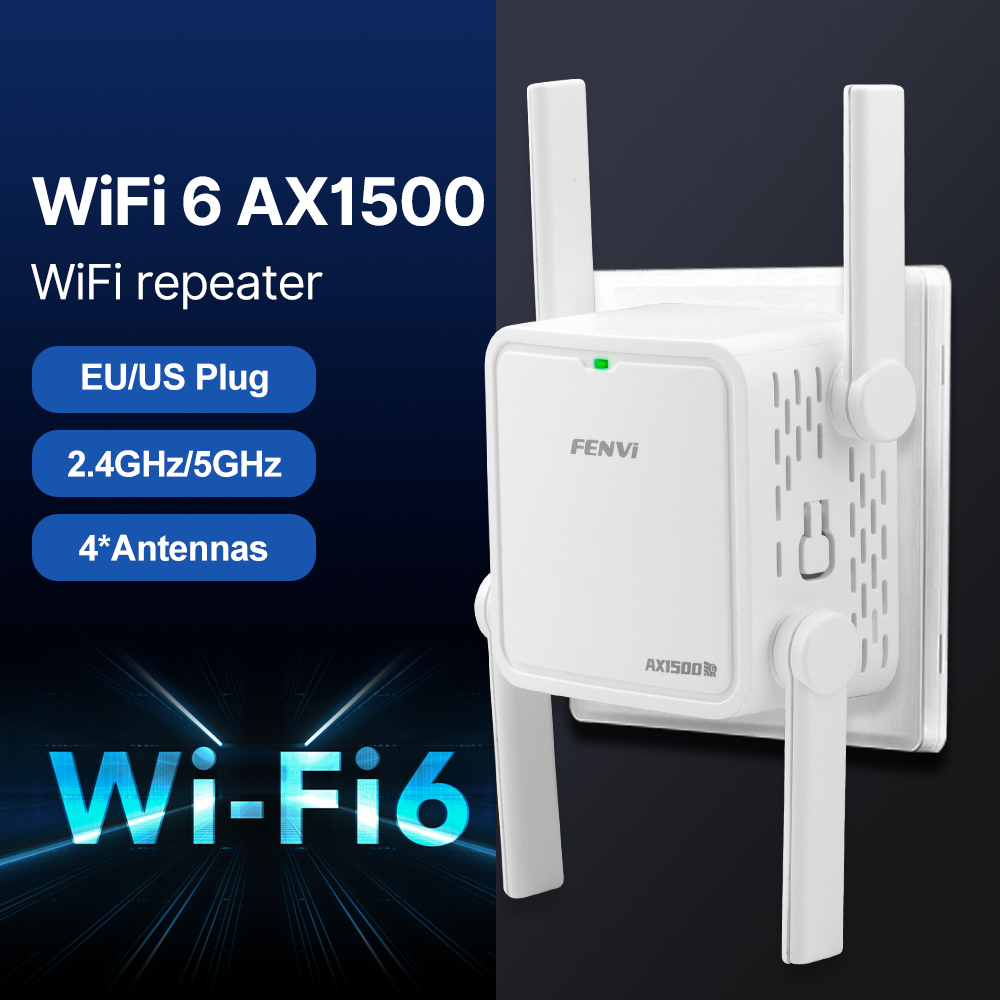 FENVI WiFi 6 AX1500 ワイヤレス WiFi リピーター ネットワーク エクステンダー デュアル バンド 2.4GHz/5GHz 1500Mbps WiFi 信号ブースター アンプ