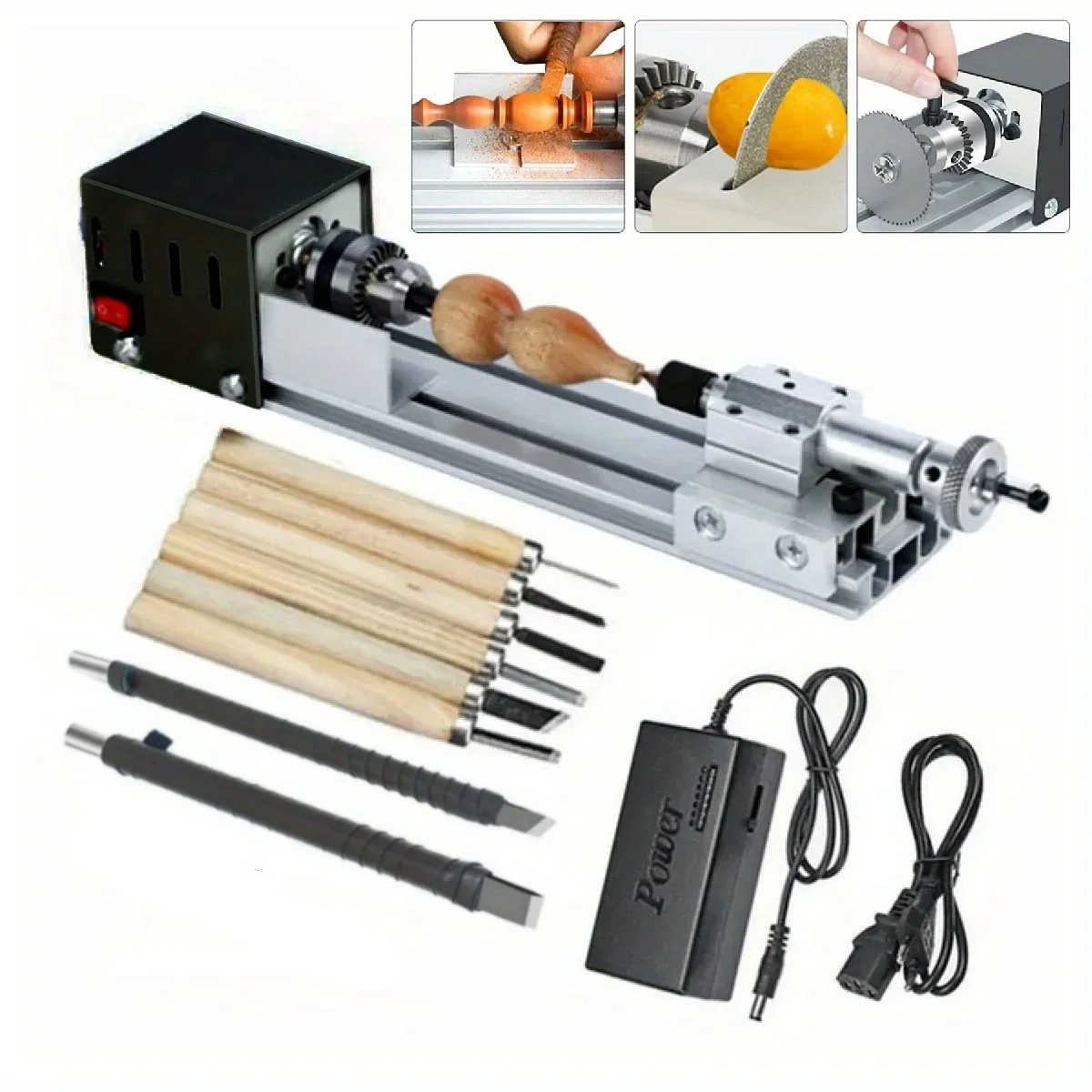 ミニ旋盤と付属品 12 24V 木工 DIY 回転工具セット フライス加工 研削 研磨 ドリル ビーズ製作キット