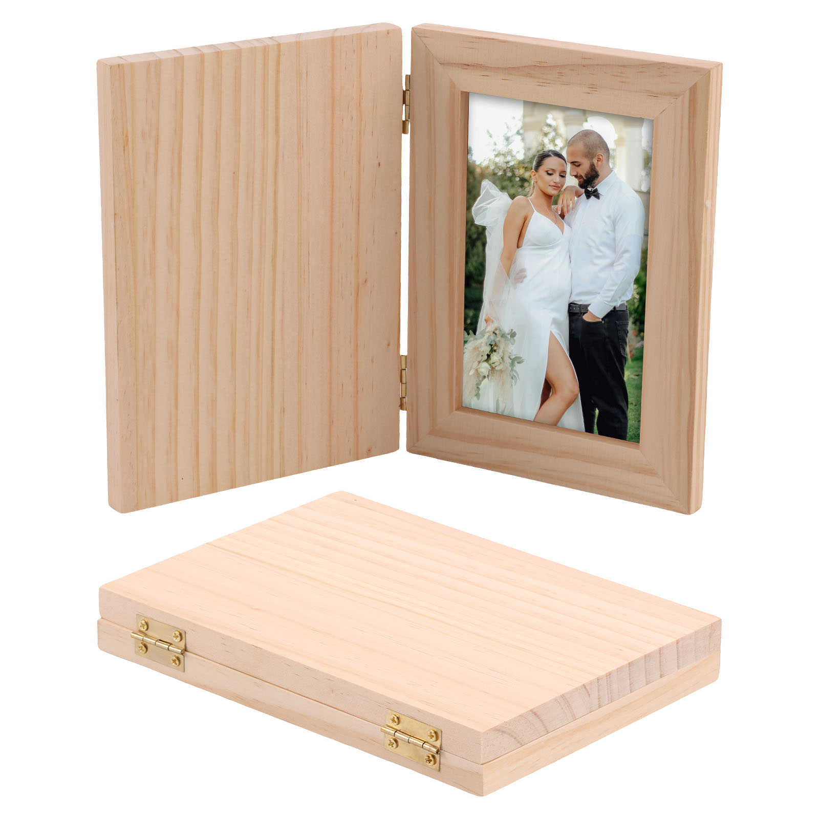 2 個木製フォトフレーム安全な木製額縁家庭用デスクトップ結婚式の写真のための実用的な赤ちゃんの写真の表示