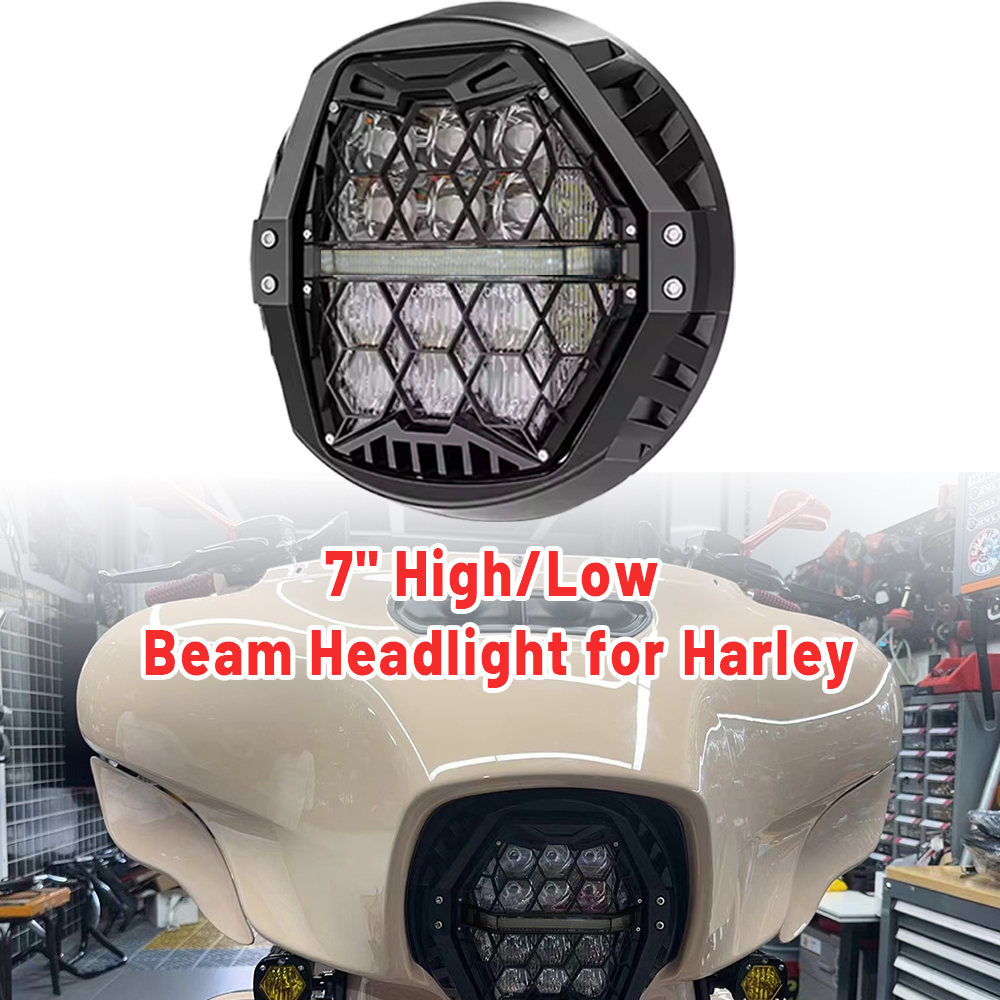 オートバイ LED ヘッドライトラウンド 7 "ヘッドランプハウジングバケット DRL ハイ/ロービームハーレーすべてのオートバイ DOT 認証