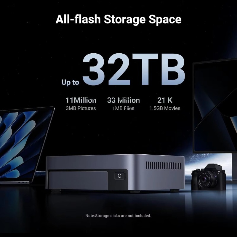 NASync DXP480T Plus 4 ベイ オール フラッシュ SSD NAS Intel i5 1235u 10 コア CPU 8GB DDR5 RAM 128G SSD ネットワーク接続ストレージ