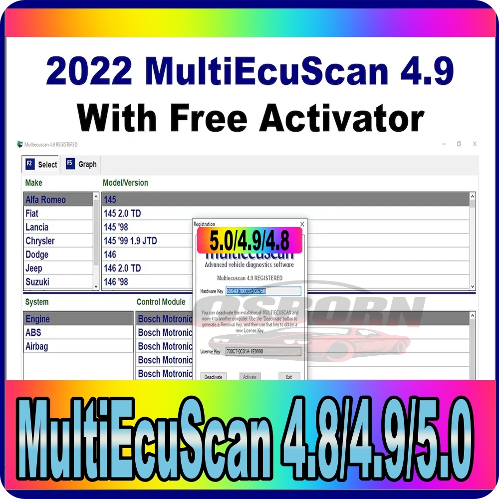 Multiecuscan V4.9 v4.8 v5.0 フィアット クライスラー Dod/ge ジープ Su/ZUKI スキャナー ソフトウェア 4.9 は elm327 obd2 ツールで動作します