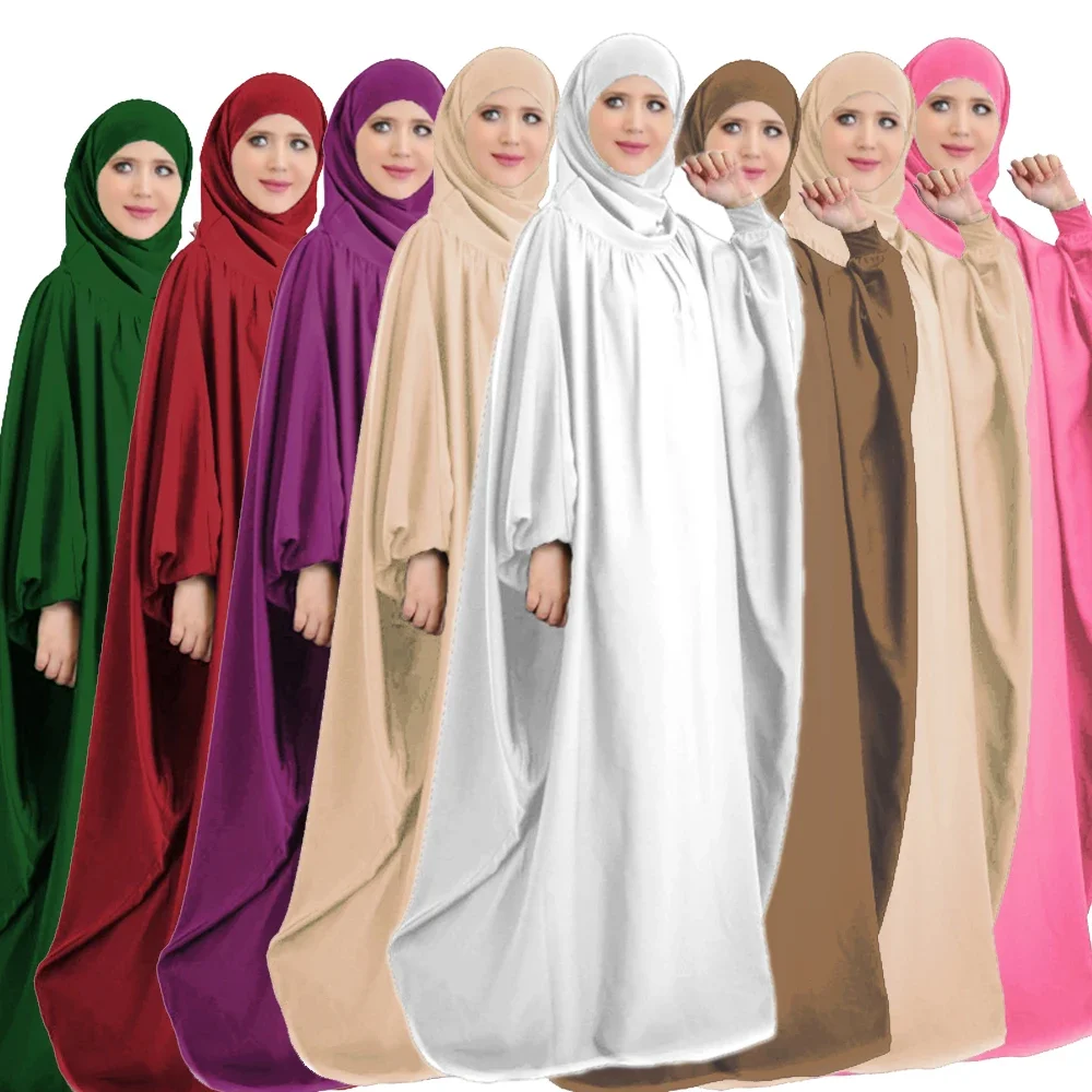 イスラム教徒の女性 Khimar フルカバーフード付きアバヤロングマキシドレスイスラム祈りローブカフタンガウンウムライードラマダン礼拝