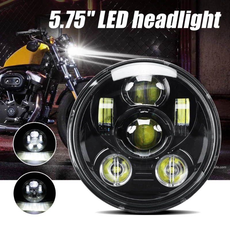 5.75 インチ LED ラウンド オートバイ プロジェクター ヘッドライト ハーレー/ダイナ/ソフテイル/スポーツスター モデル用