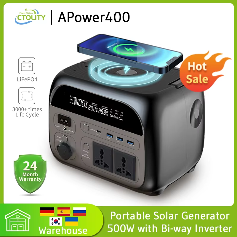 Ctolity 345Wh 500 ワットポータブル発電所 220v Lifepo4 バッテリーソーラー発電機 108000mAh キャンプ用品ワイヤレス充電