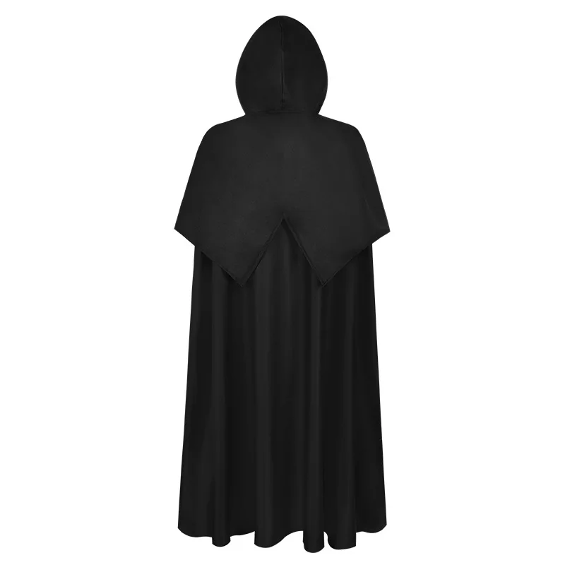 中世 Kinights バイキング衣装ハロウィンコスプレ服中世フード付きマント男性女性ロングケープヴィンテージゴシック黒マント