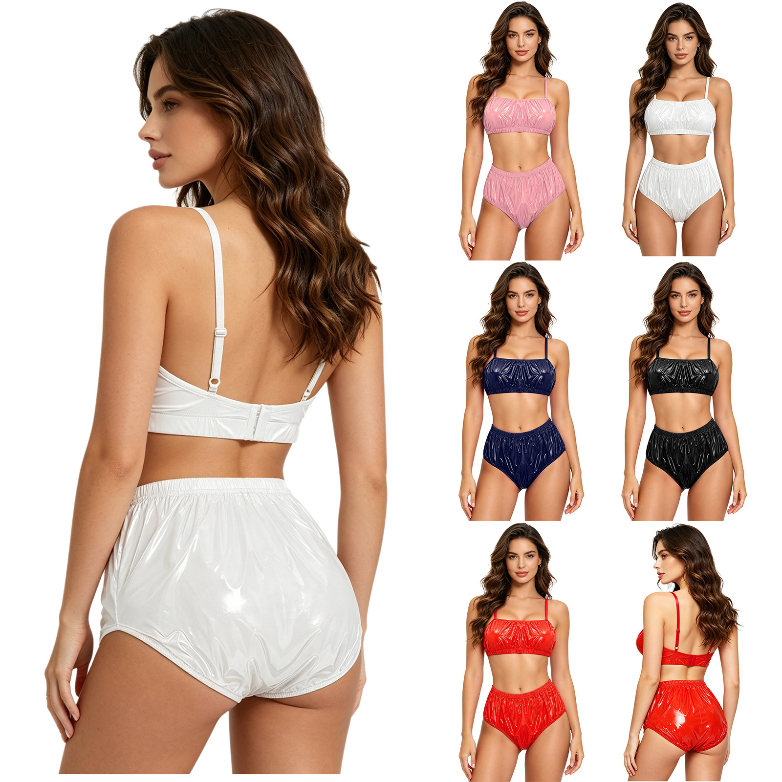 2 ピースビキニセット女性用防水調節可能なスパゲッティストラップノンワイヤーブラジャーと水泳ボトムスビキニ水着ビーチウェア