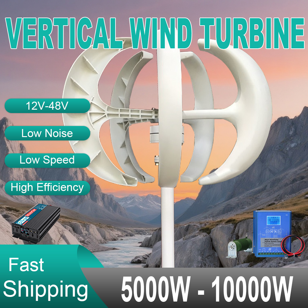 家庭用オフグリッドシステムMpptが付いている自由エネルギー風力タービン発電機8000w 12v 24v 48v 5ブレード