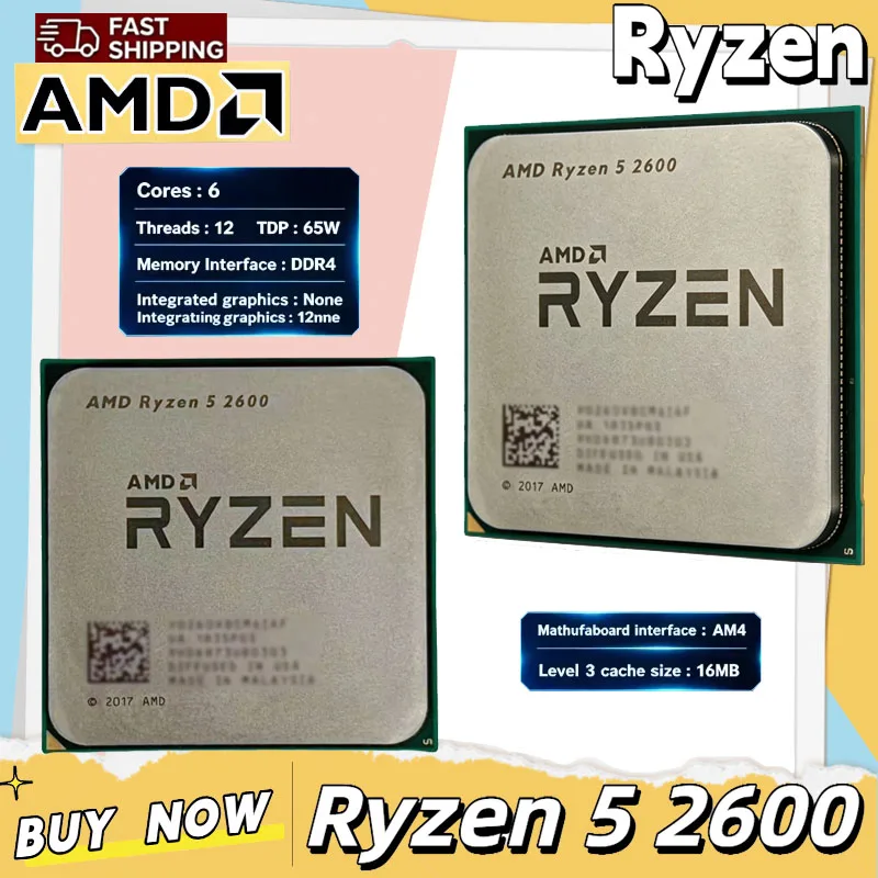 AMD Ryzen 5 2600 R5 2600 3.4GHz 6 コア 12 スレッドソケット AM4 デスクトップゲーム CPU プロセッサ Pro Max 4K オフィスコンピュータ用