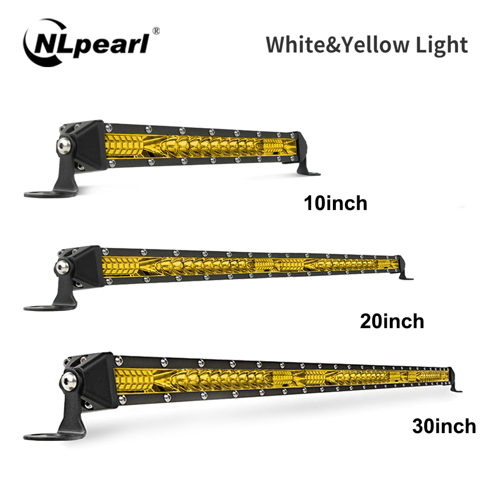 NLpearl 12V 24V LED バー 3000K アンバースポットフラッド LED ライトバーワークライトオフロードトラックボート 4x4 Lada 車バーラ LED ヘッドライト