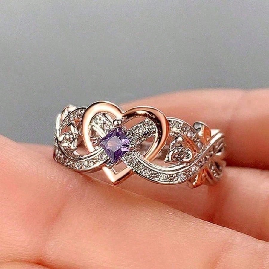 かわいい女性のファッションハートジルコニア結婚指輪結婚指輪記念日ギフトパーティーバレンタインデーの婚約女性ジュエリーサイズ 4-11