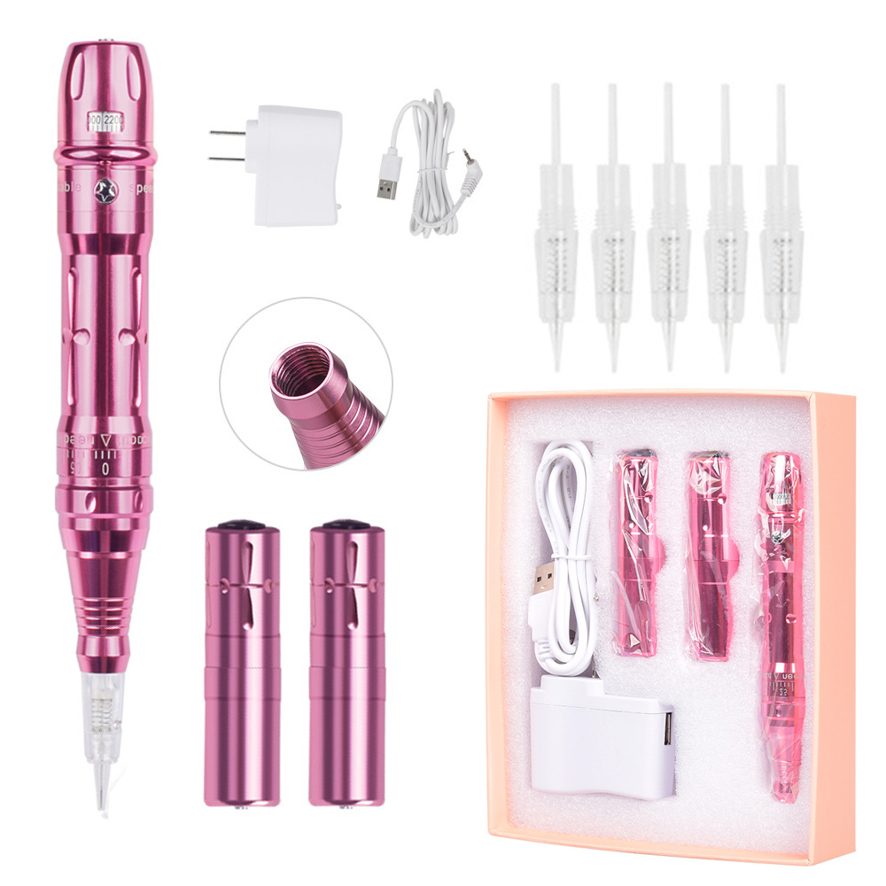 ワイヤレスアートメイクマシンキットマイクロ色素沈着 Microblading ペン眉毛タトゥーキット 2 バッテリー 5 個カートリッジ針