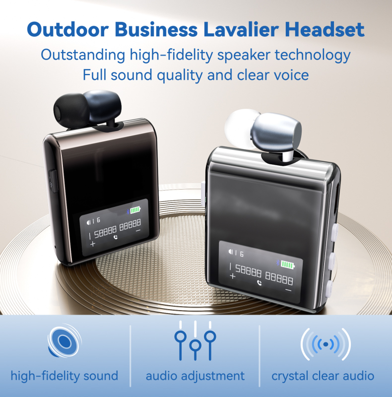 K89 LCD ディスプレイ ラペル クリップ Bluetooth ヘッドセット AI 音声アシスタント ワイヤレス イヤホン Hifi サウンド ノイズ キャンセリング ビジネス ヘッドフォン