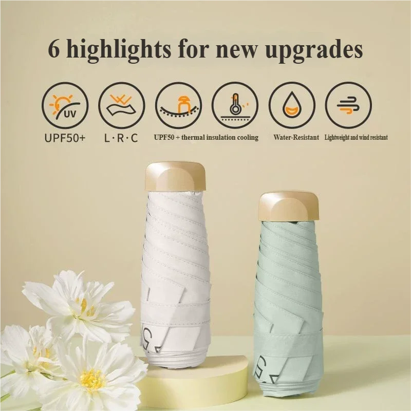 2 in1 ミニ日傘ポケット雨傘ビニール折りたたみ UV 紫外線保護サンシェードポケット日傘女性用