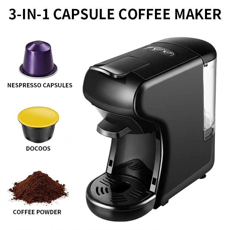 3-in-1 電動カプセルコーヒーメーカー、19バーシングルカップ抽出、自動多機能コーヒーメーカー、定温抽出