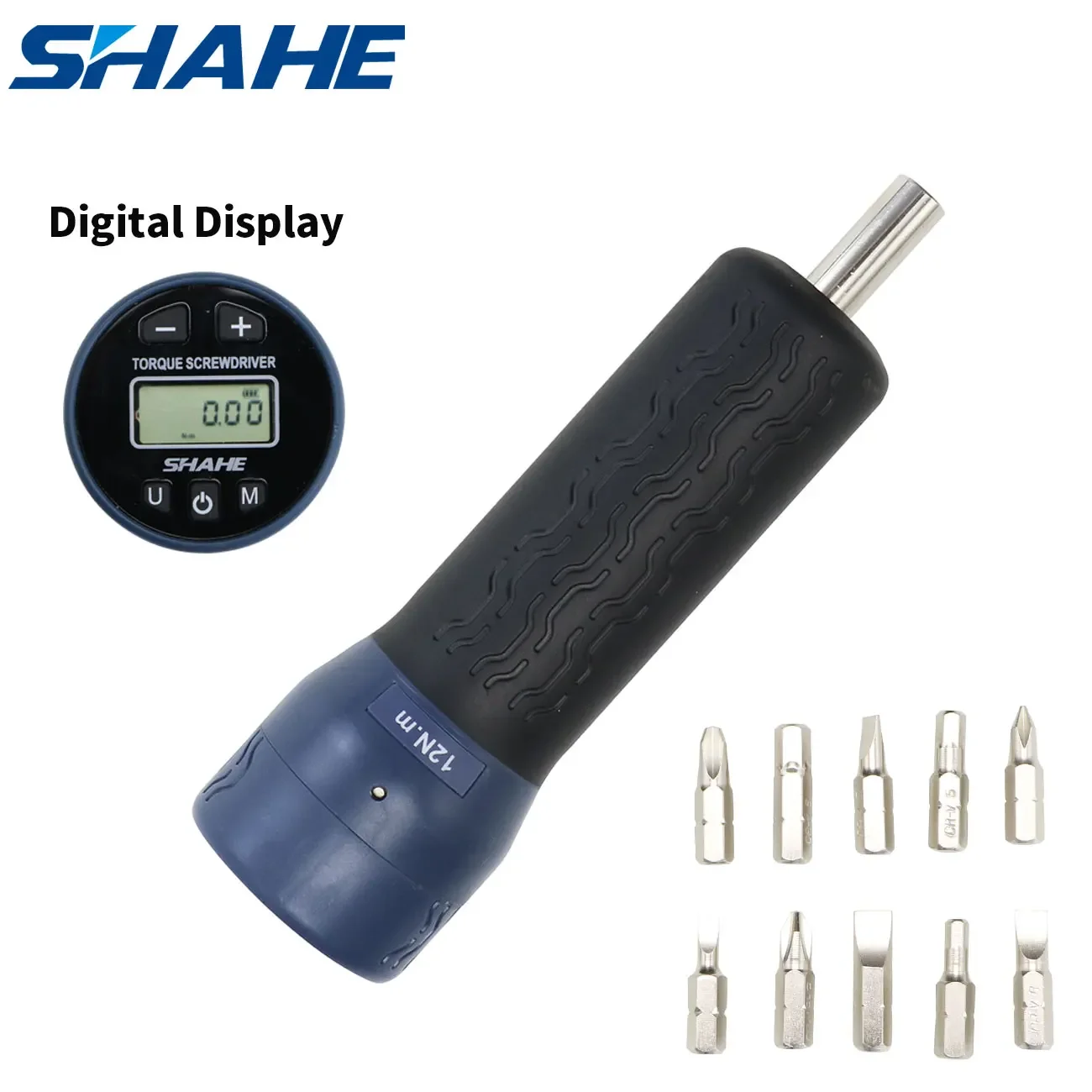 SHAHE 調整可能なトルクドライバーレンチ 1/4 インチドライブデジタルドライバー 10 ビットセット 0.12-12N.m バイク修理用