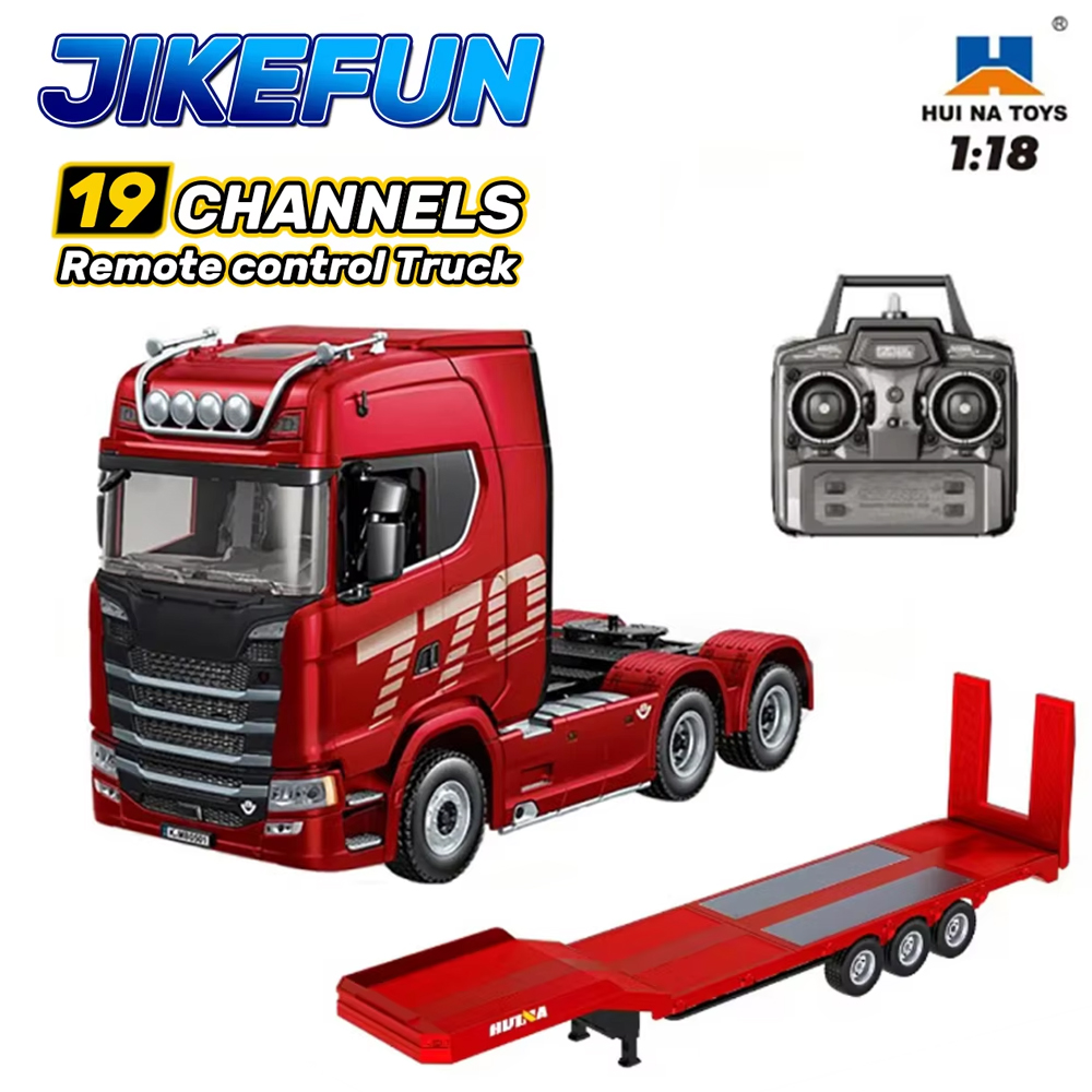 HUINA 1501 1/18 RC トラック 19CH 770S 合金トラクター 2.4 グラムリモートコントロールエンジニアリングトレーラートラック光と音のおもちゃ付き