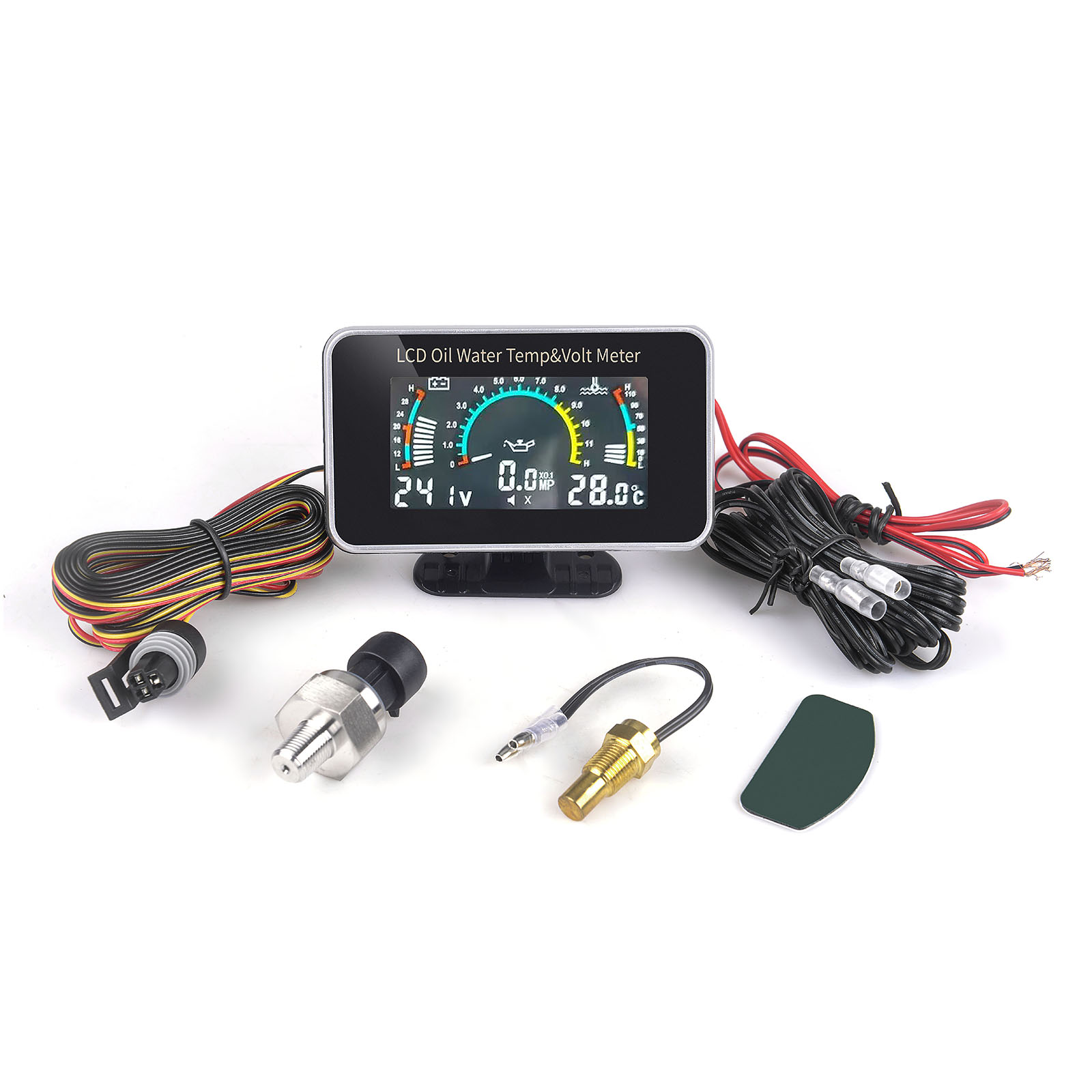 ユニバーサル車 12V24V 3 IN 1 LCD ゲージ多機能油温水温電圧計センサー 1/8NPT トラック用