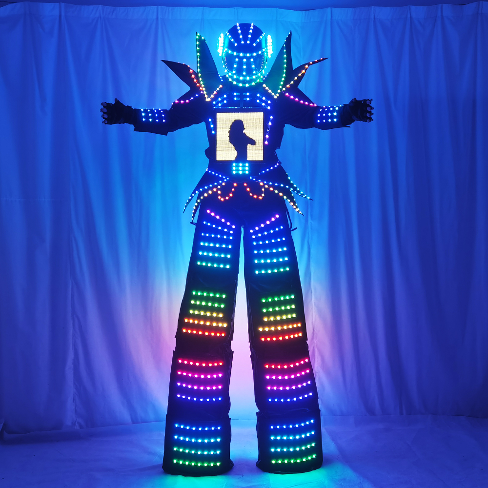 LED竹馬発光ロボットジャンプスーツバーナイトクラブステージダンスパフォーマンスLED発光LEDロボット竹馬ウォーカーコスチューム