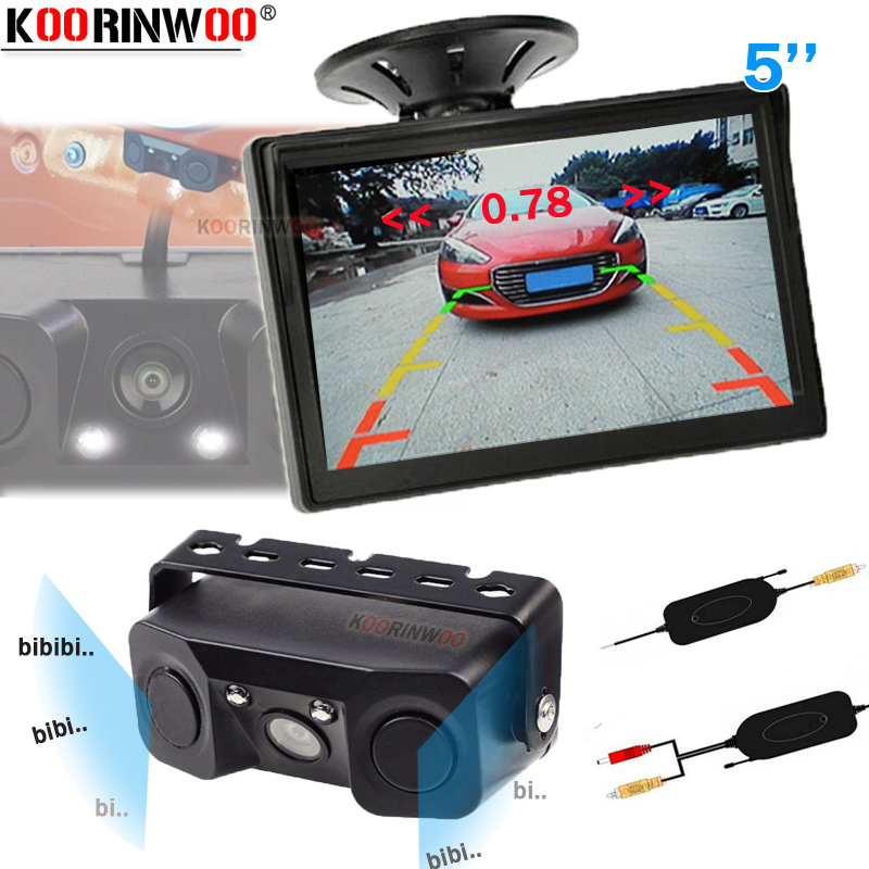 Koorinwoo 3 in 1 ワイヤレス抗レーダー探知車パークトロニック駐車センサーシステム死角のカメラ制御