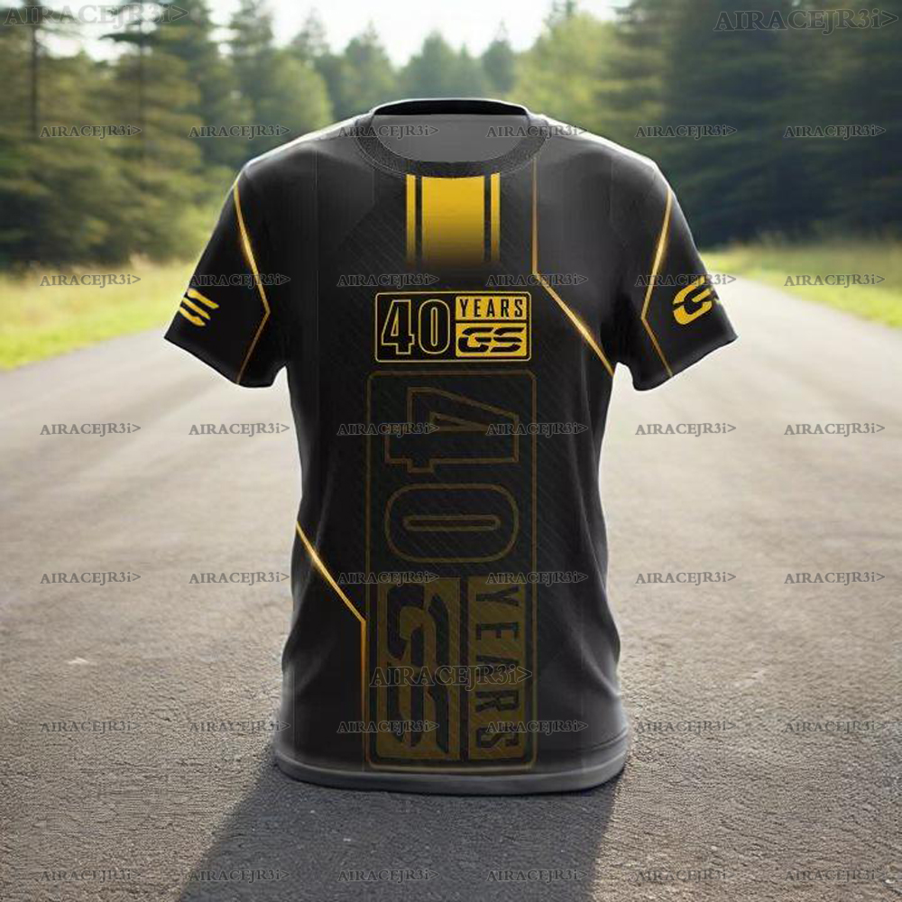 BMW GS 40 年 Motorrad モータースポーツ レーシング チーム オートバイ Tシャツ アドベンチャー メンズ 速乾性 通気性 ジャージ ブラック イエロー