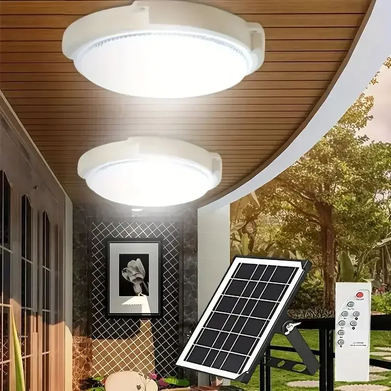 LED ソーラーシーリングライト 3 色防水ソーラーランプリモコン付き屋内ホームトップシーリングライト屋外ガーデン照明