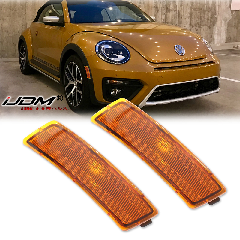 2x VW ビートル 2012-2019 ティグアン 2018-2023 OEM ホワイトフロントバンパー Led サイドマーカーライト自動フェンダーフレアランプ