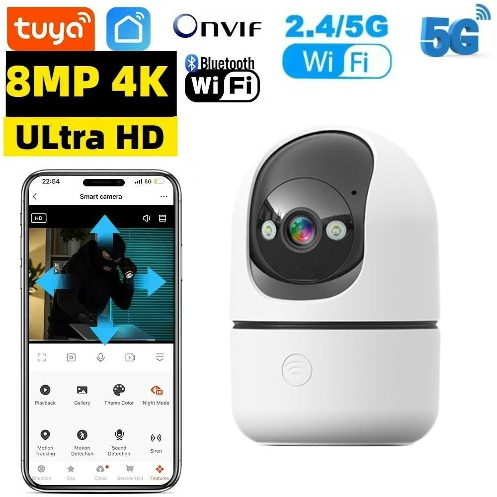 Tuya 8MP 5G WiFi カメラ Tuya スマートホームワイヤレス IP 監視カメラ AI 検出自動追跡セキュリティベビーモニター TUYA