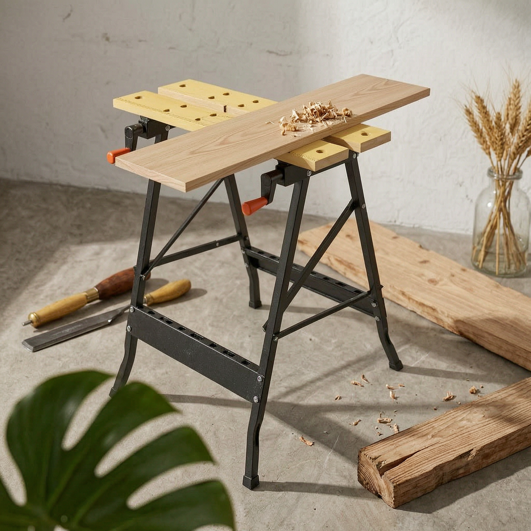 クランプ作業テーブル折りたたみ式折りたたみ木工ベンチ木工ベンチ 2-in-1 ワークショップツール大工用高耐久