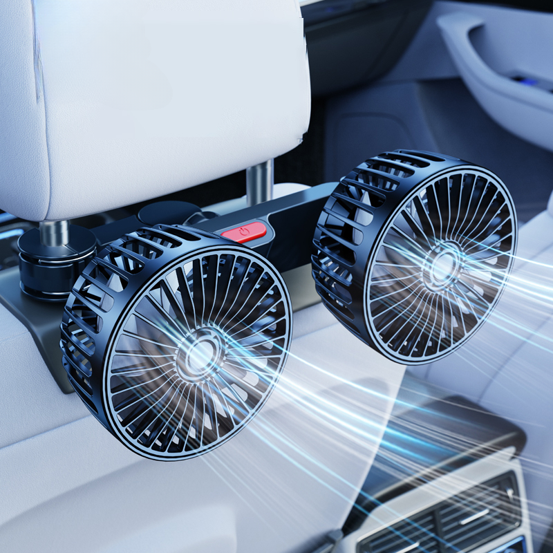 Hipacool 車の後部後部座席ヘッドレスト USB ダブルヘッドファン空冷ファン 3 スピード風回転可能車バントラック Kipas Kereta