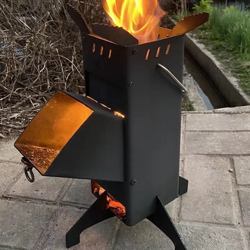 高級折りたたみ Chimeneas ポータブル薪ヒーター シンプルな屋外ピクニック キャンプ ストーブ ロケット火ストーブ バーベキュー設備用