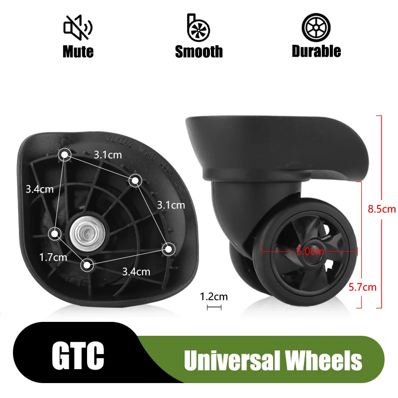 WLK092 サイレント荷物スピナーホイール用 - 耐久性のある滑り止めと耐圧性の荷物用ユニバーサル交換ホイール
