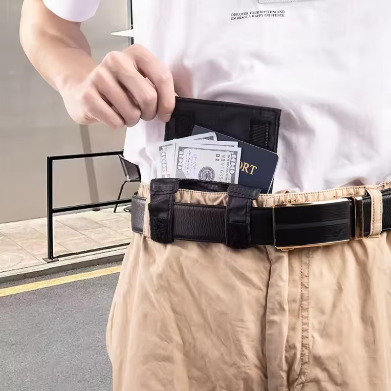 ナイロン フックとループ トラベル ベルト ウォレット 盗難防止 隠しドキュメント ポーチ スリム ウエスト バッグ 毎日の旅行の必需品に