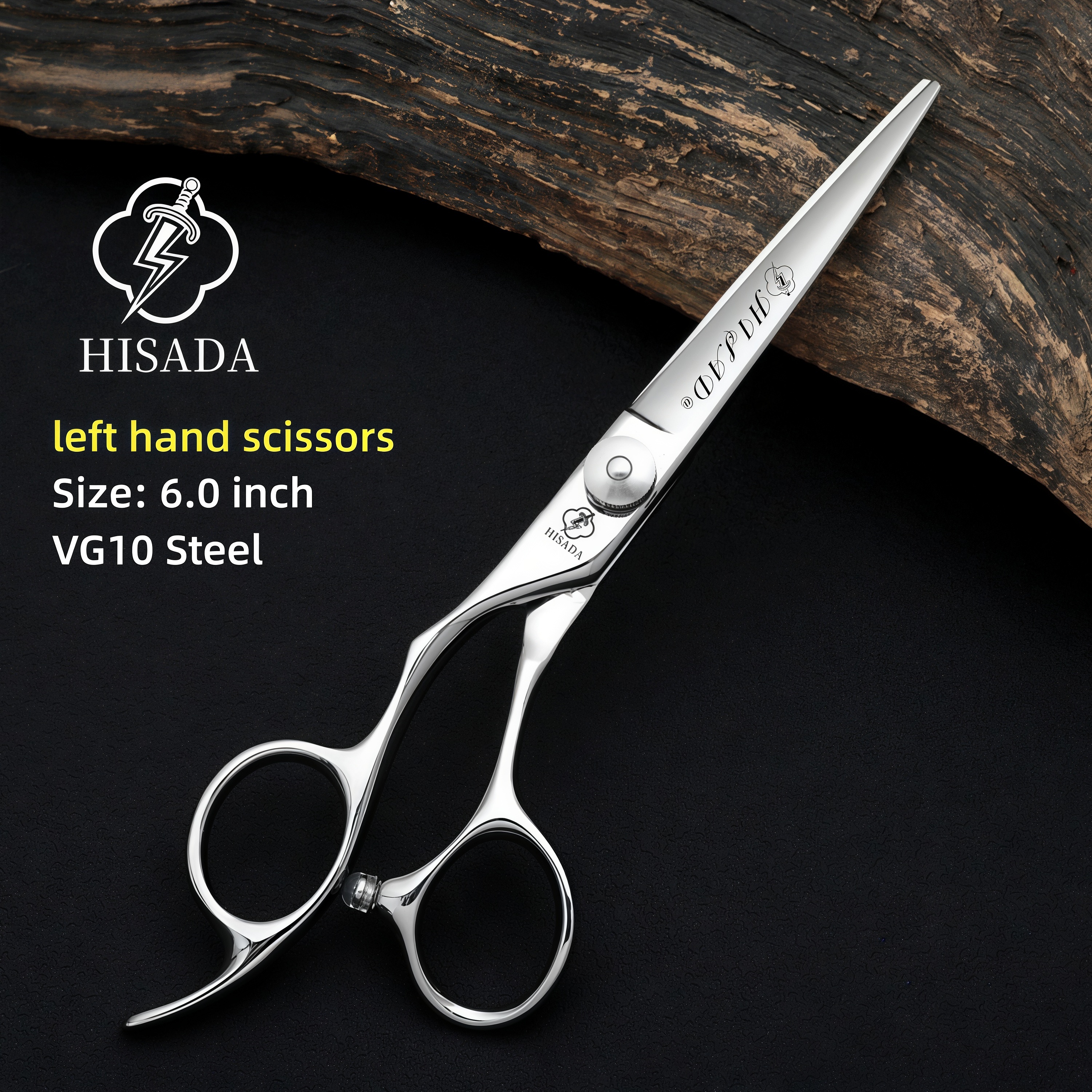 HISADA プロフェッショナル左手理髪はさみ 6.0 インチ人間工学に基づいたデザイン左利きの美容師と理髪師のため