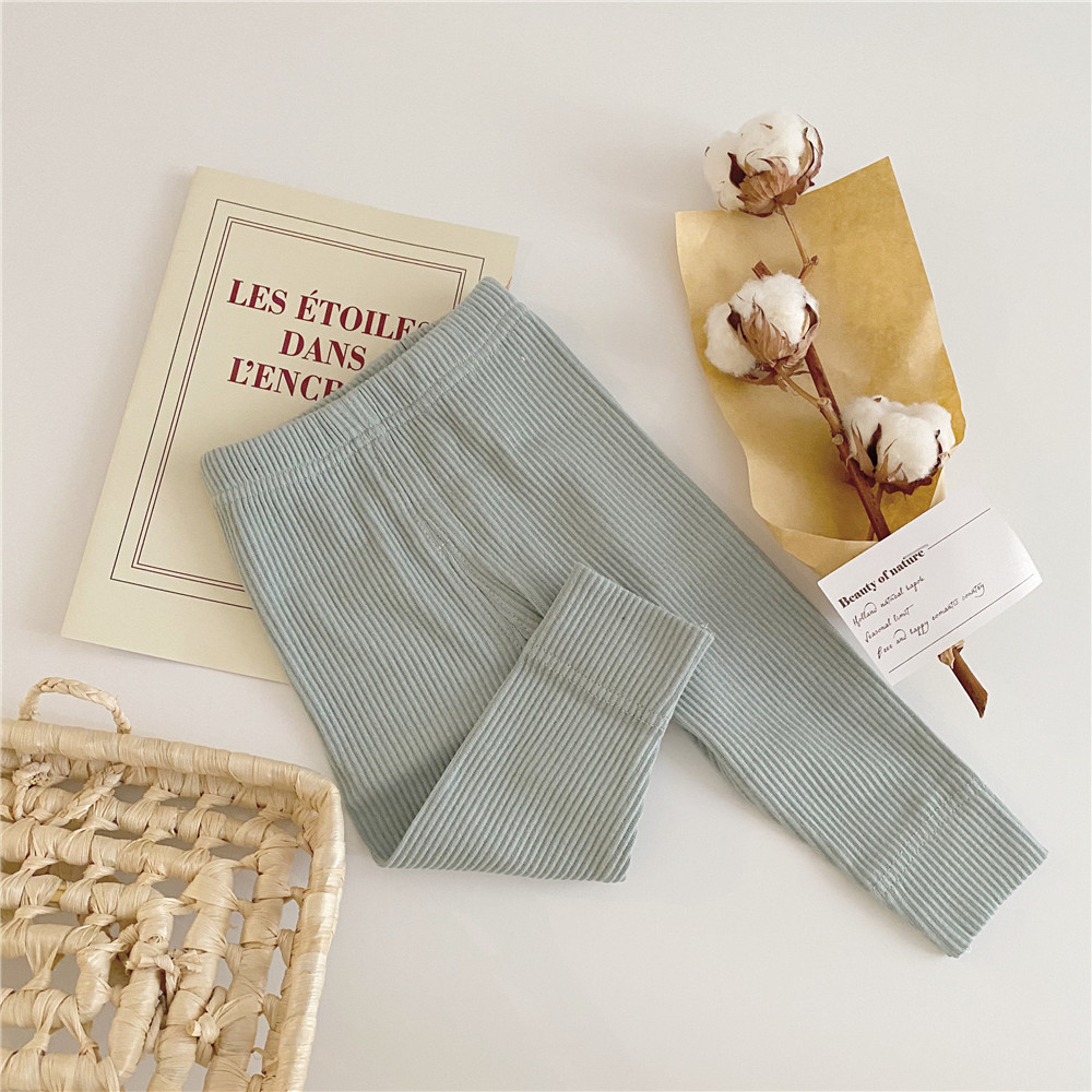 秋の女の赤ちゃんレギンス綿赤ちゃん男の子リブレギンスストライプ子供パンツ子供カジュアルズボン