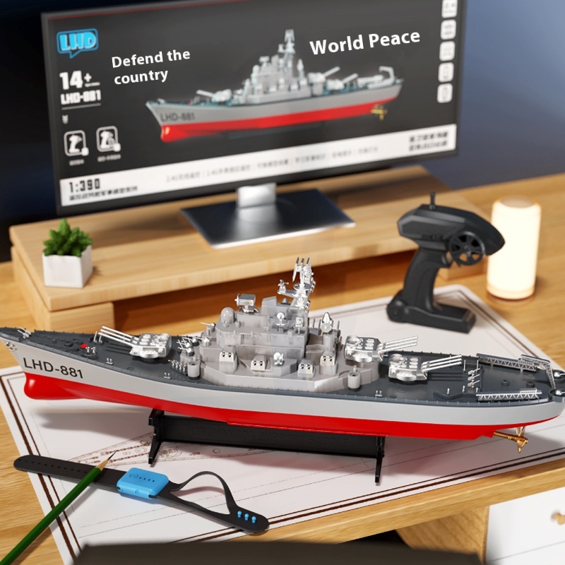 新しいリモコンモデル戦艦 1:390 シミュレーション軍艦時計センサー水リモコンおもちゃホリデーギフト